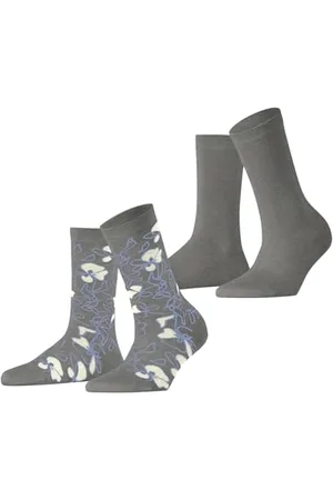 ESPRIT Damen Socken Flower Sketch Multipack W So Baumwolle gemustert 2 Paar, , 39-42