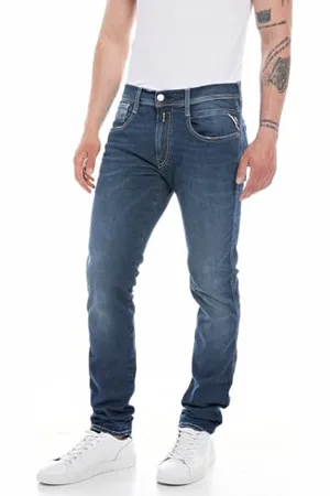 Replay Herren Jeans Anbass Slim-Fit Hyperflex mit Stretch, (Blau), 27W / 32L