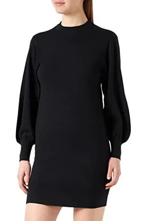 ONLY Damen kurzes Strickkleid ONLLabelle Life gestricktes Kleid mit Ballonärmeln 15210835 Black S