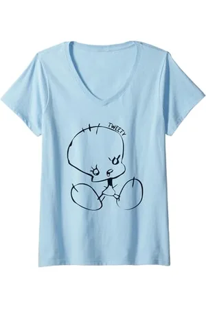 LOONEY TUNES Damen Doodle Tweety T-Shirt mit V-Ausschnitt