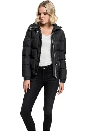 Urban classics Damen Winterjacke Ladies Hooded Puffer Jacket, gefütterte Jacke für Herbst und Winter mit Kapuze, Daunenjacke - Farbe black, Größe XS