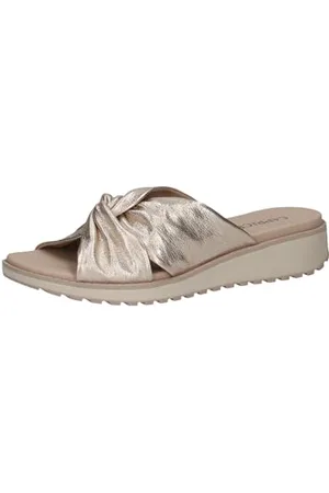 Caprice Damen Pantoletten aus Leder mit Fußbett, Metallisch ( .), 42 EU