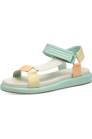 Marco Tozzi Damen Sandalen flach mit Klettverschluss Bequem, Mehrfarbig , 39 EU