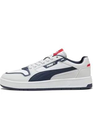PUMA Unisex Court Classic Street Sneaker, White Navy-Feather Gray, 37.5 EU
