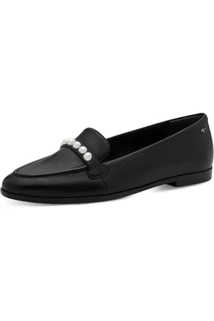 Tamaris Damen Klassische Ballerinas, Frauen Flats,Comfort Lining,TOUCHit-Fußbett,Slip-ons,klassisch elegant,Ballerinen,Black Leather,42 EU