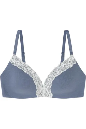 Women secret Damen Sujetador Triangular Acolchado Cotton Collection 1 CHARMANTER Triangel-BH aus Blauer Spitze, Azul Marítimo, 90B