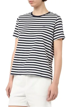 GANT Damen REG Striped Shield SS T-Shirt, , X-Large