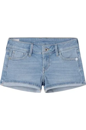 Pepe Jeans Mädchen Slim Jr Shorts, Blau (Denim-Pg6), 16 Jahre