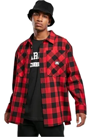 Southpole Herren SP029- Check Flannel Shirt Hemd, red, XXL