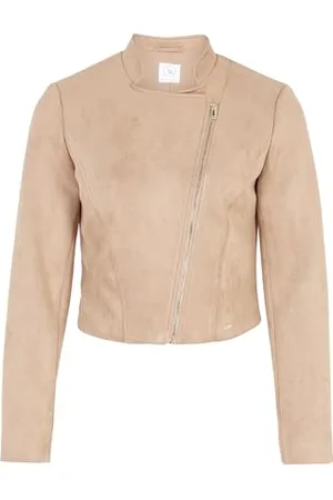 Betty & Co Damen Bikerjacke mit Stehkragen Hellbraun,46