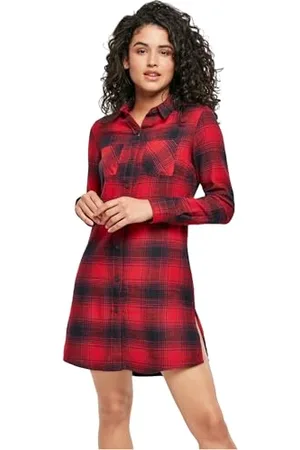 Urban classics Damen TB3764-Ladies Check Shirt Dress Kleid, , L