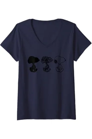Peanuts Damen - Snoopy Three Shades T-Shirt mit V-Ausschnitt