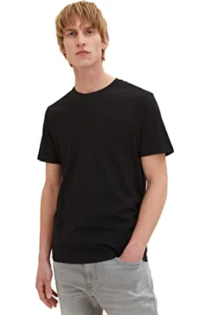 TOM TAILOR Herren Basic T-Shirt mit Logo-Stickerei, , XS
