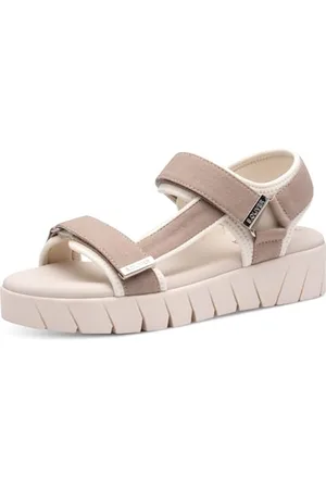 QS by s.Oliver Damen Sandalen flach mit Klettverschluss Plateau, Braun , 38 EU