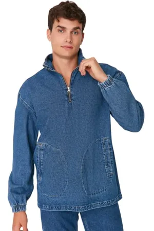 Trendyol Herren Herren Jung Regular Standard Plain Denim Jacke Coat, , L EU