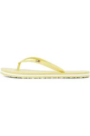 Tommy Hilfiger Damen Flip Flops Strap Beach Sandals mit Logo, Gelb (Meringue), 39