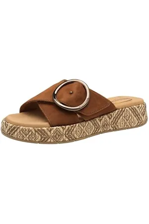 Tamaris Comfort Damen Pantoletten aus Leder mit Klettverschluss, Braun , 36 EU