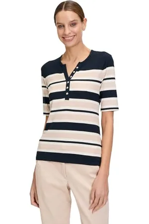 Betty Barclay Damen Basic Shirt mit Knöpfen Dark Blue/Nature,38