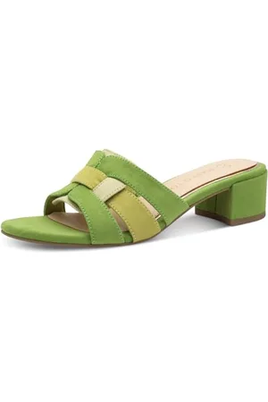 Marco Tozzi Damen Pantoletten mit Blockabsatz Elegant, Grün , 42 EU
