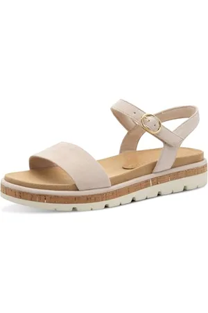 Marco Tozzi Damen Sandalen flach mit Klettverschluss Bequem, Beige , 38 EU
