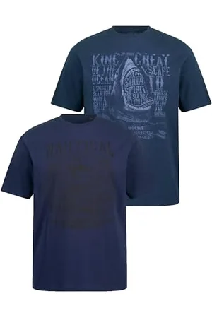 JP 1880 Herren große Größen Übergrößen Menswear L-8XL T-Shirts, 2er-Pack, Halbarm, Shark Print, Rundhals XL 815962130-XL