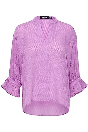 Soaked in Luxury Damen Damenbluse, V-Ausschnitt, 3/4 Ärmel, lässig, mit Zick-Zackmuster Bluse, , X-Large