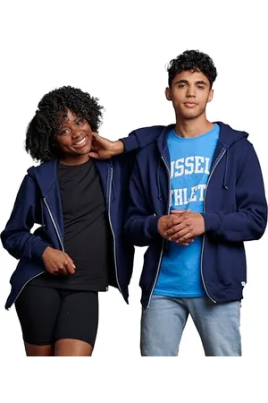 Russell Athletic Dri-Power Fleece-Hoodies für Herren, feuchtigkeitsableitend, Baumwollmischung, entspannte Passform, Größen S-4X, Marineblauer Durchgehender Reißverschluss, XXX-Large