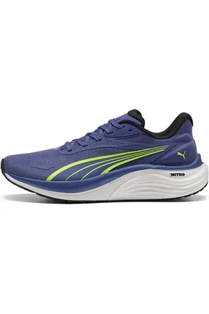 PUMA Herren Electrify Nitro 4 Straßen-Laufschuh, Blue Crystal-Yellow ALERT, 42 EU