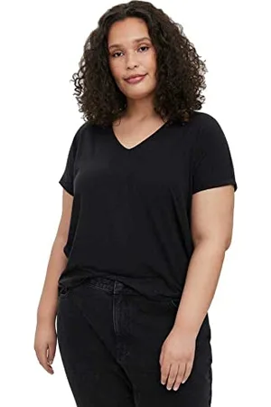 VERO MODA Damen Vmaya V-neck Tee Vma Noos Curve T Shirt, , L Große Größen EU