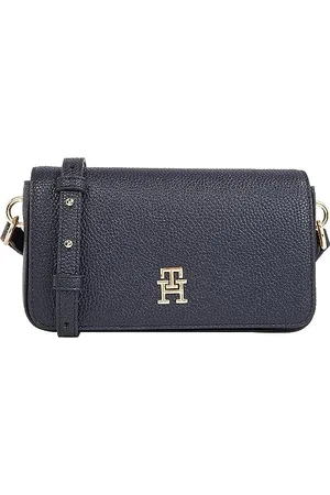 Tommy Hilfiger Damen Crossbody Bag Tasche Emblem Flap Crossover Klein, Blau , Einheitsgröße