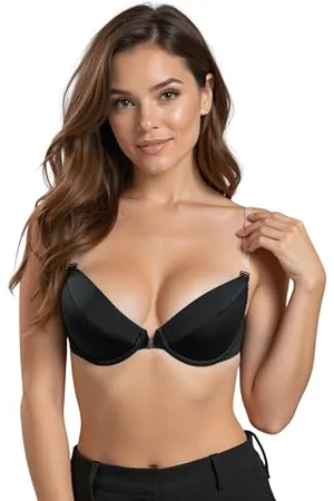 Vivisence Transparente BH Push Up Durchsichtige Rückenfrei BH Silikon Träger Gepolsterter Unsichtbarer Glatt Musterlos, Eve 1012, ,80B