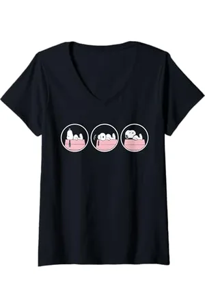 Peanuts Damen - Snoopy Three Circle T-Shirt mit V-Ausschnitt