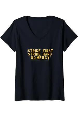 Cobra Kai Damen Slogan Schablone T-Shirt mit V-Ausschnitt