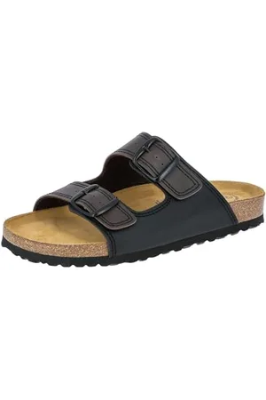 LICO BIOLINE MAN SOFT Herren Pantoletten, Schwarz/ Braun, 46 EU