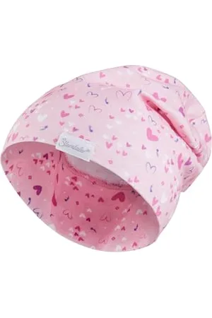 Sterntaler Beanie Herzchen - Niedliche Baby Mütze aus Flammgarn Jersey mit Allover Druck - Mädchen UV-Schutz 50+ Beanie Mütze - variabel tragbar - Baby und Kinder Übergangsmütze, , Größe 47