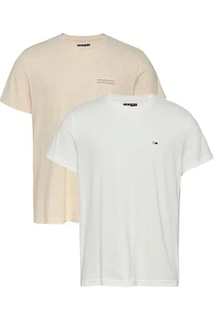 Tommy Hilfiger Herren 2er Pack T-Shirts Kurzarm Slim Mix Tee mit Rundhalsausschnitt, Mehrfarbig (Ecru/Oat Marl Htr), M