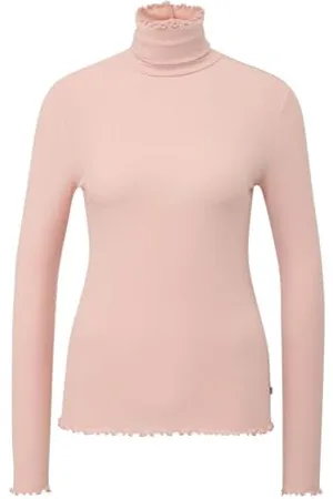 QS by s.Oliver Langarmshirt mit Stehkragen und Rippstruktur