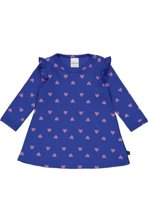 Green Cotton Baby - Mädchen Heart L/S Dress, Star Blue/Pink Haze, 86 EU