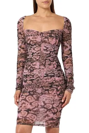 Pinko Damen Anfitrione Kleid Tüll ausziehbar mit Korallen-Scanner-Aufdruck Cocktailkleid, , M