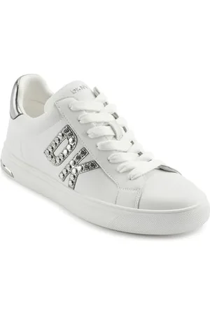 DKNY Damen Abeni-LACE UP ON S Sneakers, White/Nickel, 40 EU