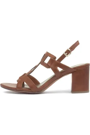 Marco Tozzi Damen Sandalen mit Absatz Elegant Blockabsatz, Braun , 38 EU