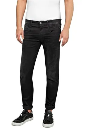 Replay Herren Jeans Anbass Slim-Fit Hyperflex Cloud mit Stretch, (Schwarz), 32W / 34L