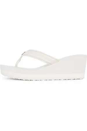 Tommy Hilfiger Damen Flip Flops Stripes mit Keilabsatz, Elfenbein (Ivory), 36