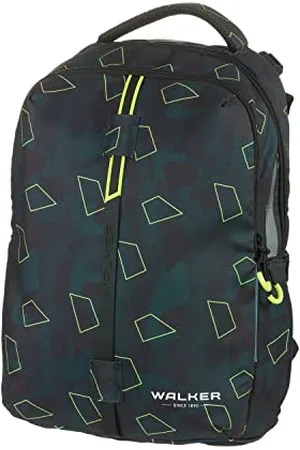 Karen Walker 42125-363 - Schulrucksack Elite 2.0 "Green Polygon" mit 2 Fächern, Zippfach am Rücken, Schultasche inkl. Rücken-Polsterung, höhenverstellbares Tragesystem, verstellbaren Gurten