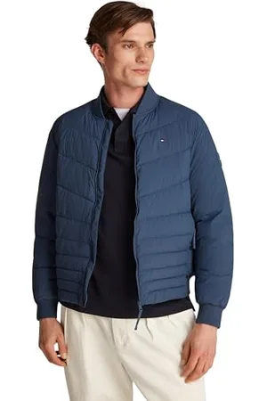Tommy Hilfiger Herren Bomberjacke Mix Quilt Wattiert, Blau (Aegean Sea), XL