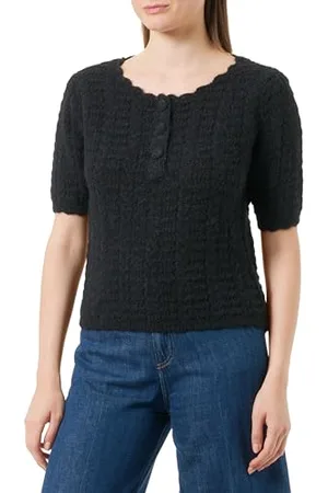 Faina Damen Dünne Hohle Vintage Häkelstrick Kurze Ärmel Größe XS/S