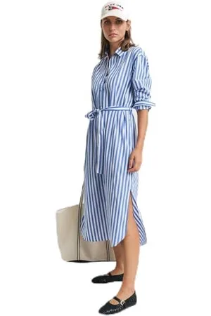 GANT Damen REL Striped POPLIN Shirt Dress Kleid, White, 36