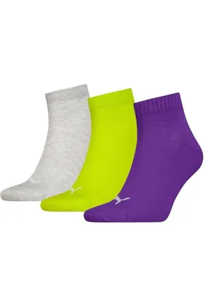 PUMA Unisex Quarter Socken, Grau/Grün/Purpur, 47/49 (3er Pack)