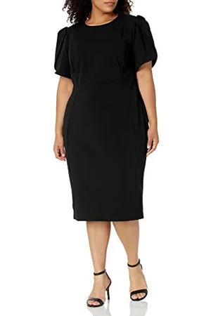 Calvin Klein Damen Übergröße, mit Tulpenärmeln, gesäumt Kleid, , 48 Plus
