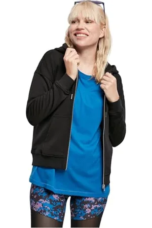 Urban classics Damen Ladies Organic Terry Zip Hoody Strickjacke, Black, S